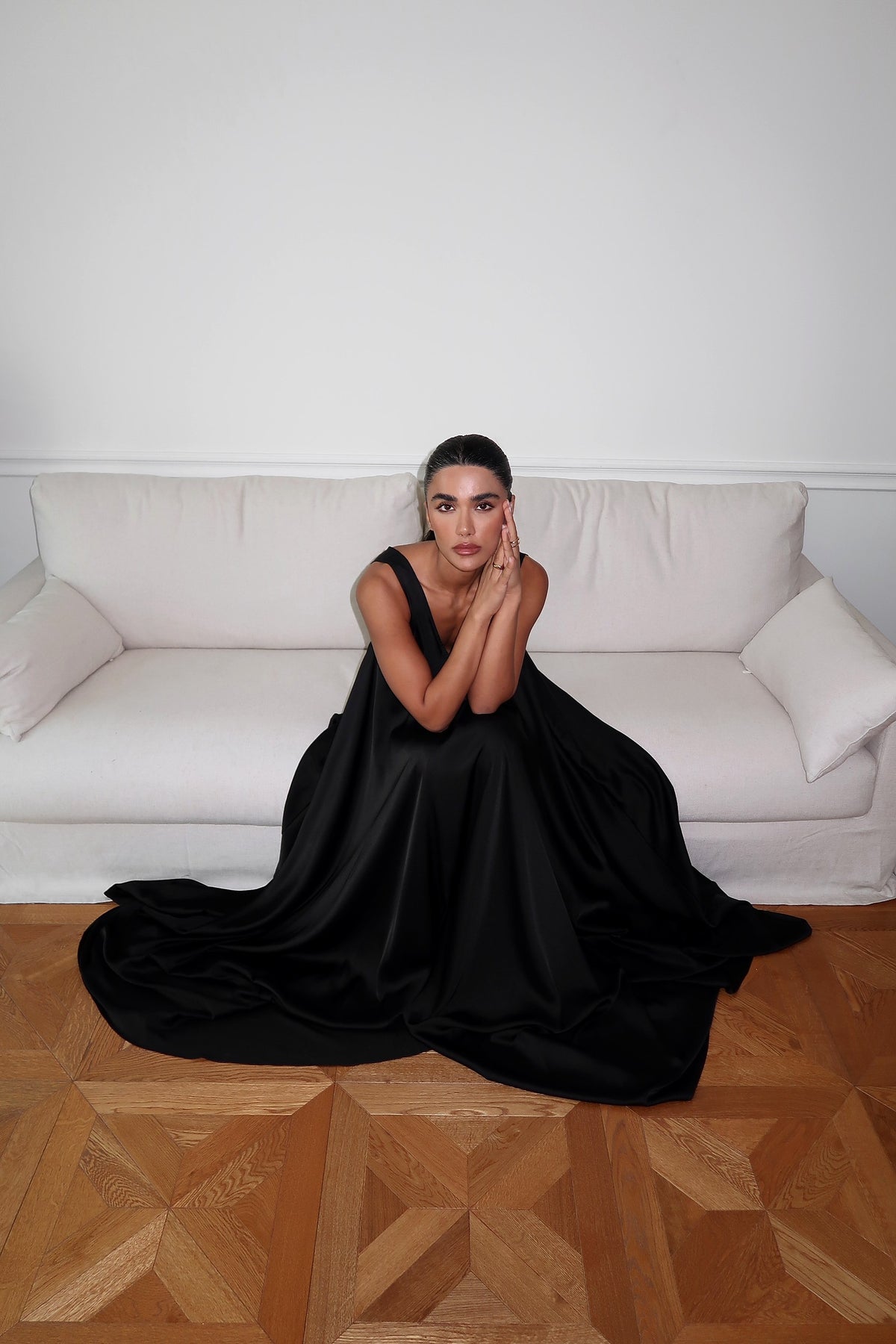 Black Sun Dress seated front