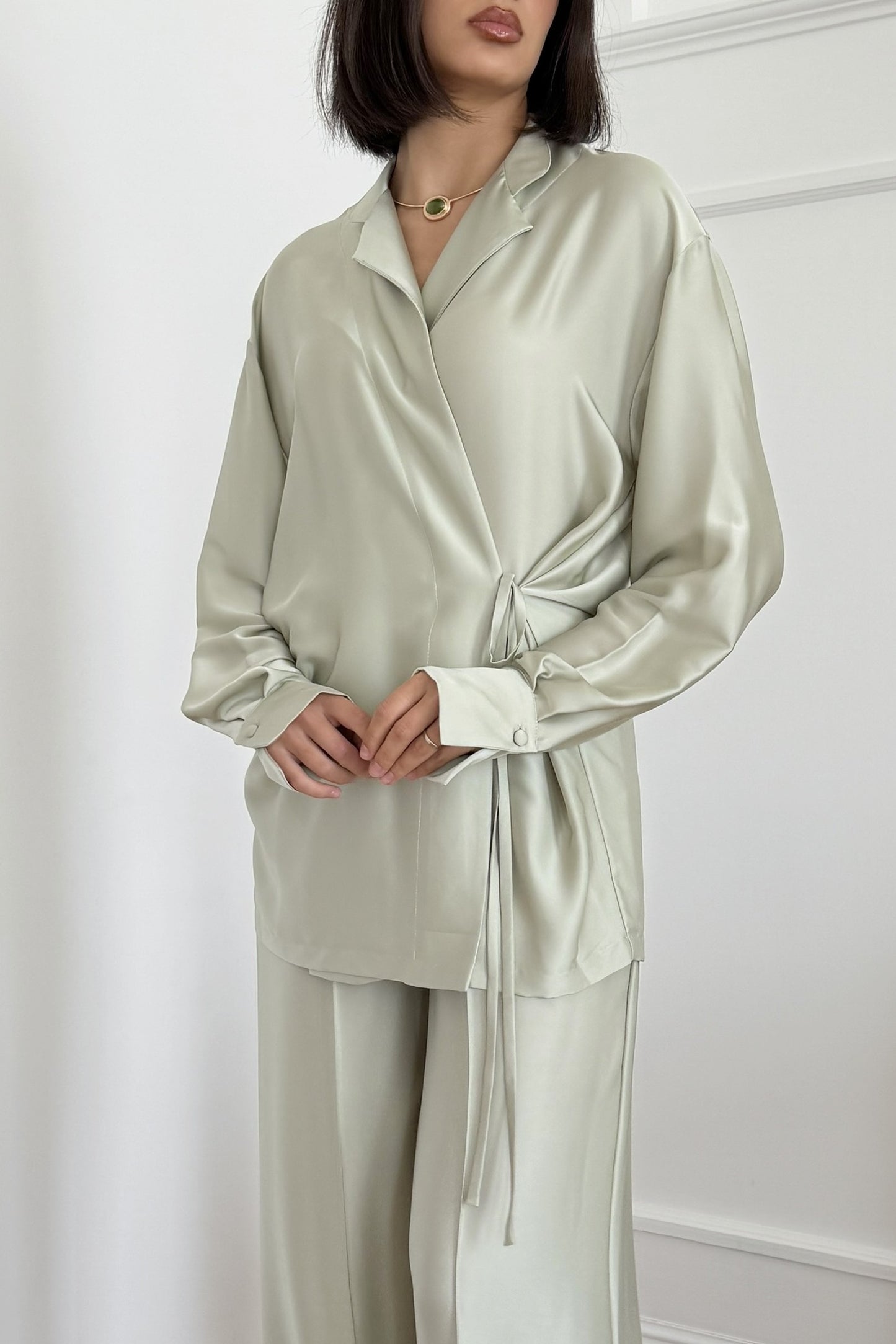 Light Olive Kimono Set