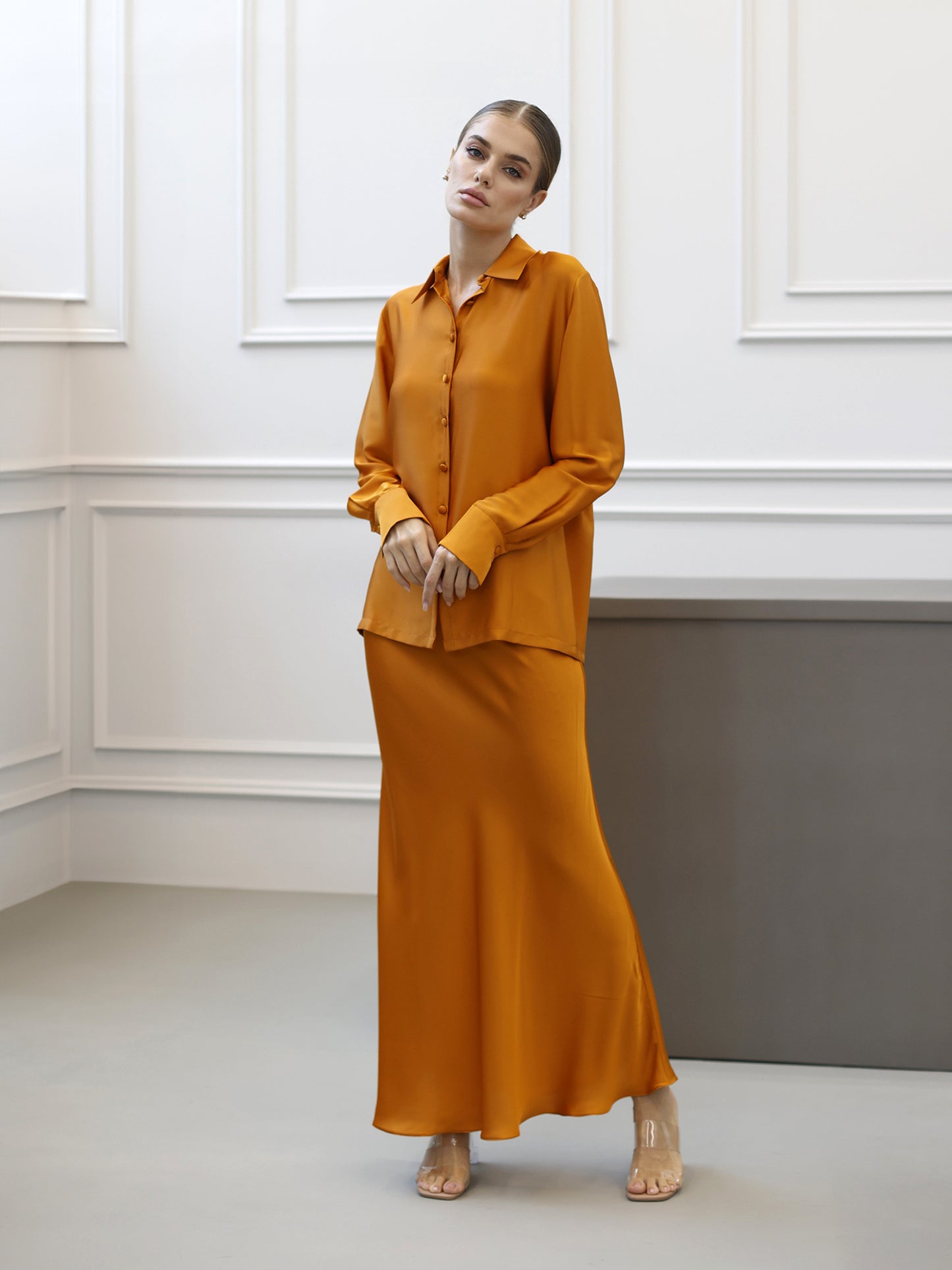 Orange Fiora Skirt Set