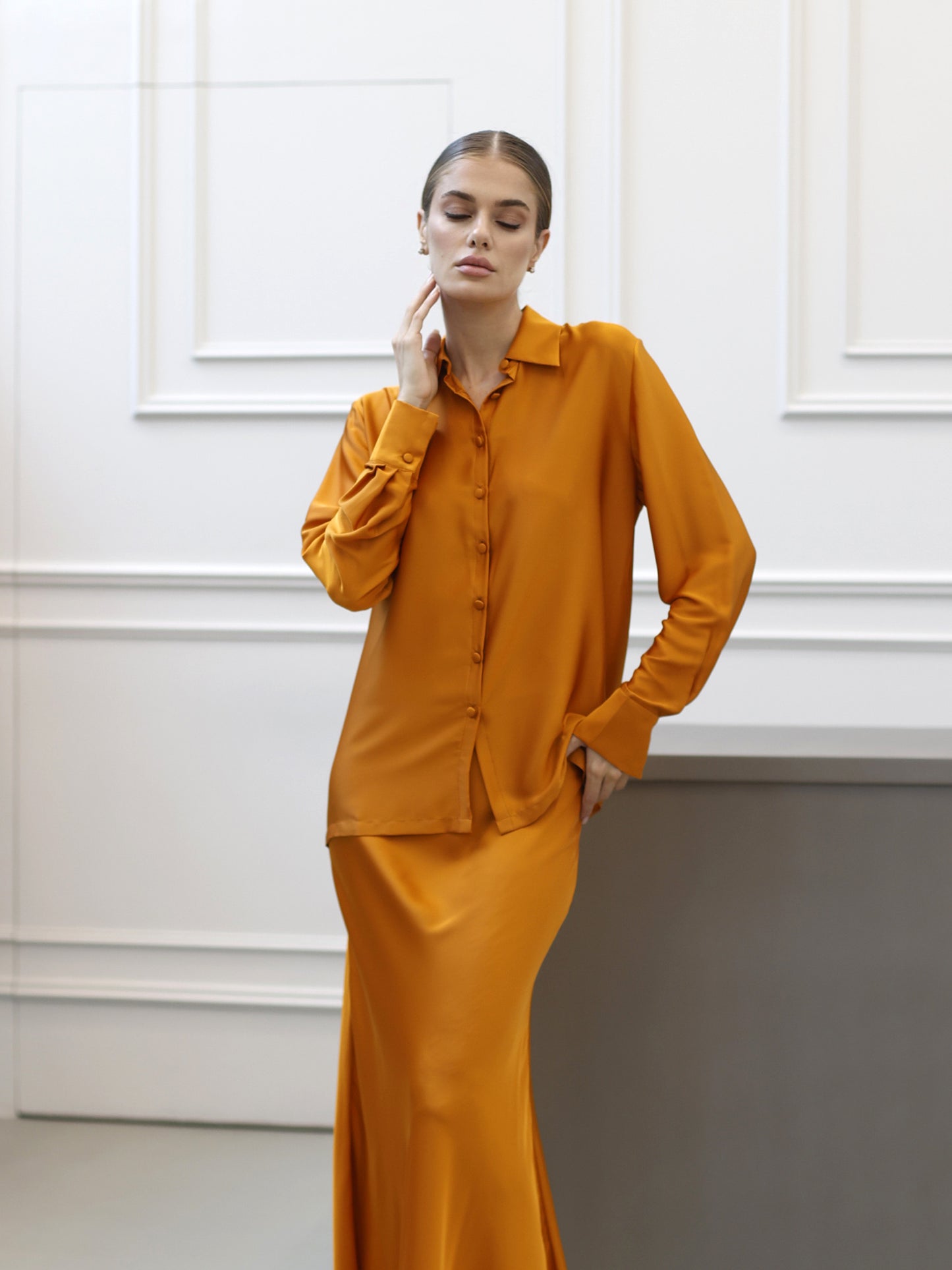 Orange Fiora Skirt Set