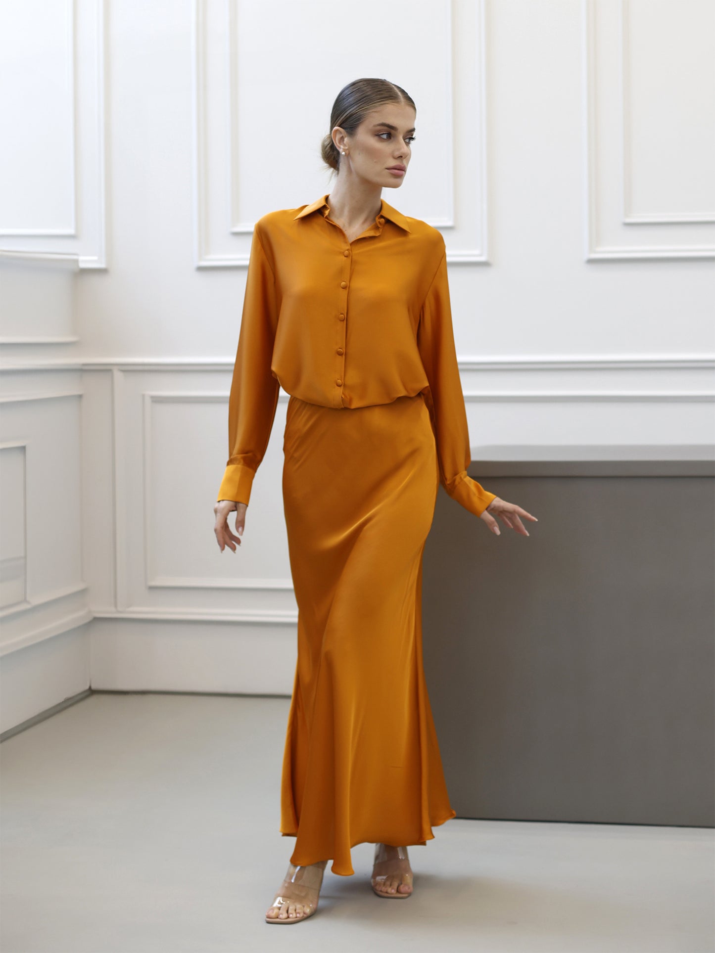 Orange Fiora Skirt Set
