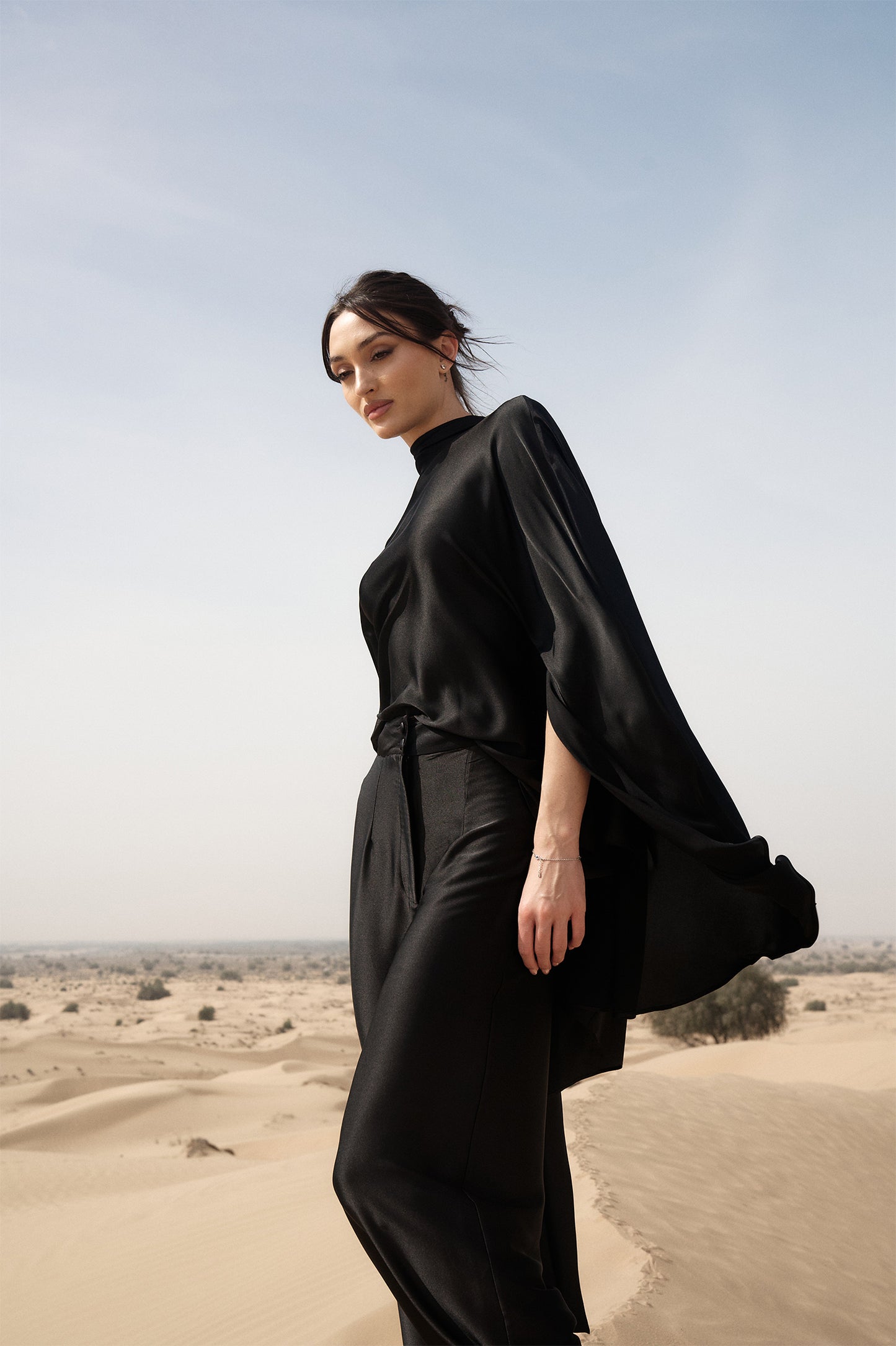 Black Lina Cape Co-ord Set