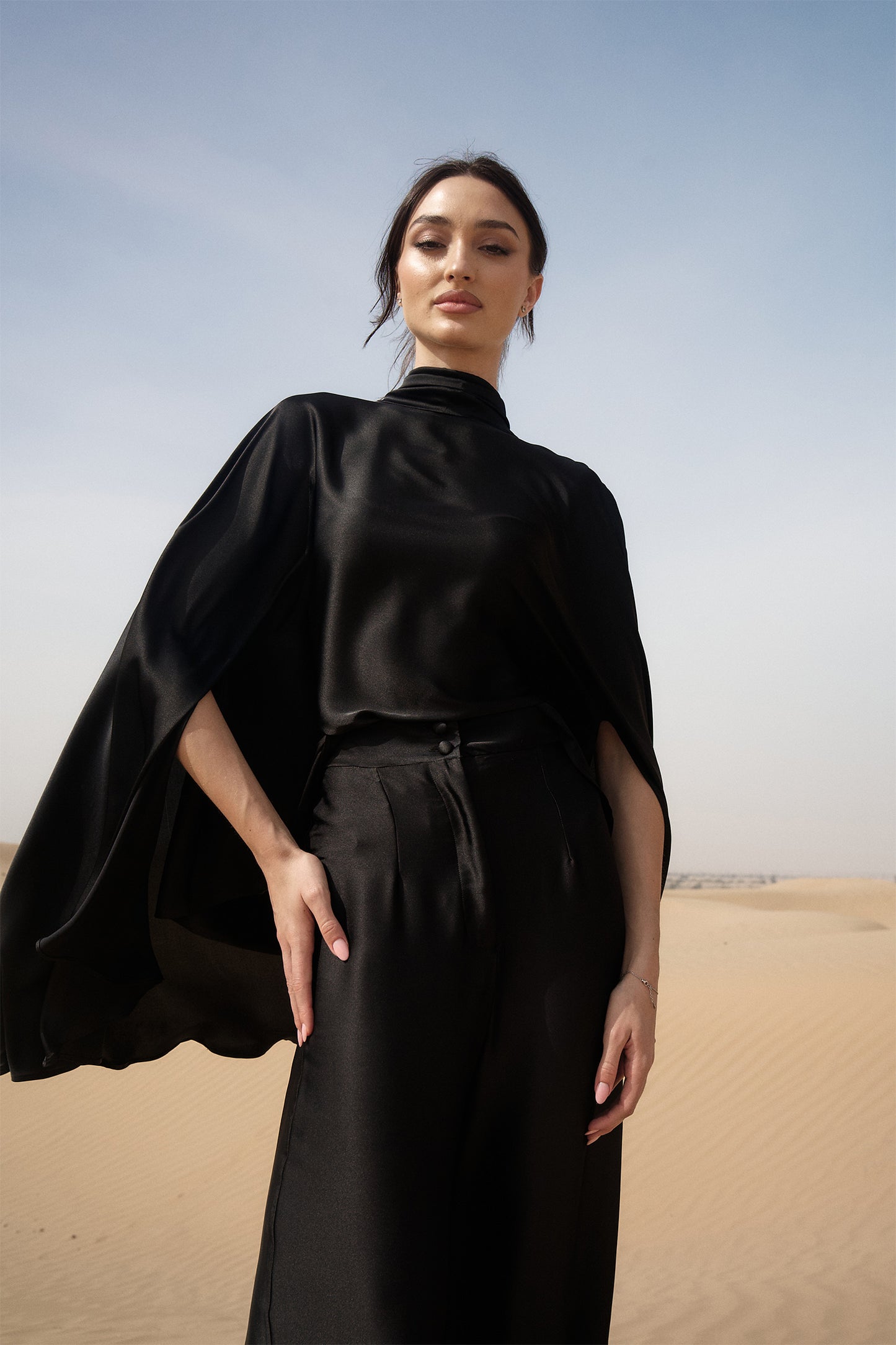 Black Lina Cape Co-ord Set