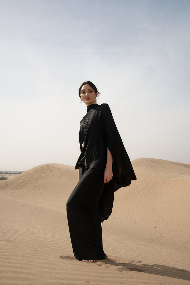 Black Lina Cape Co-ord Set