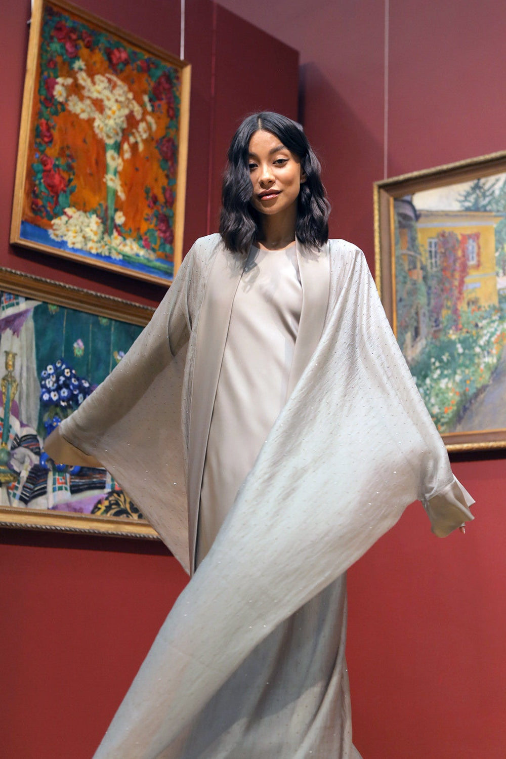 Grey Organza Abaya – SILKYLICIOUS