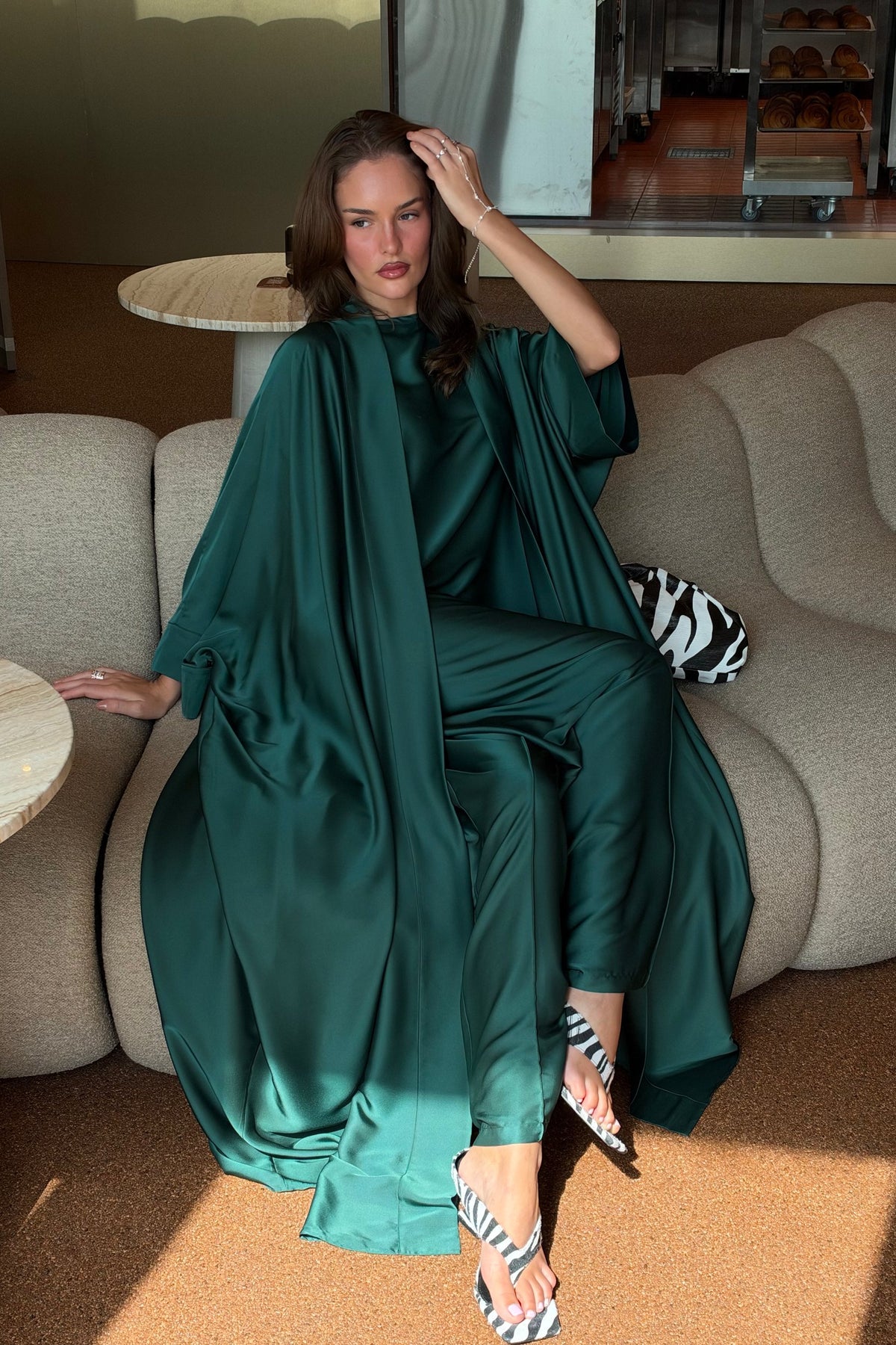 Dark Green Dana Wide Set seated