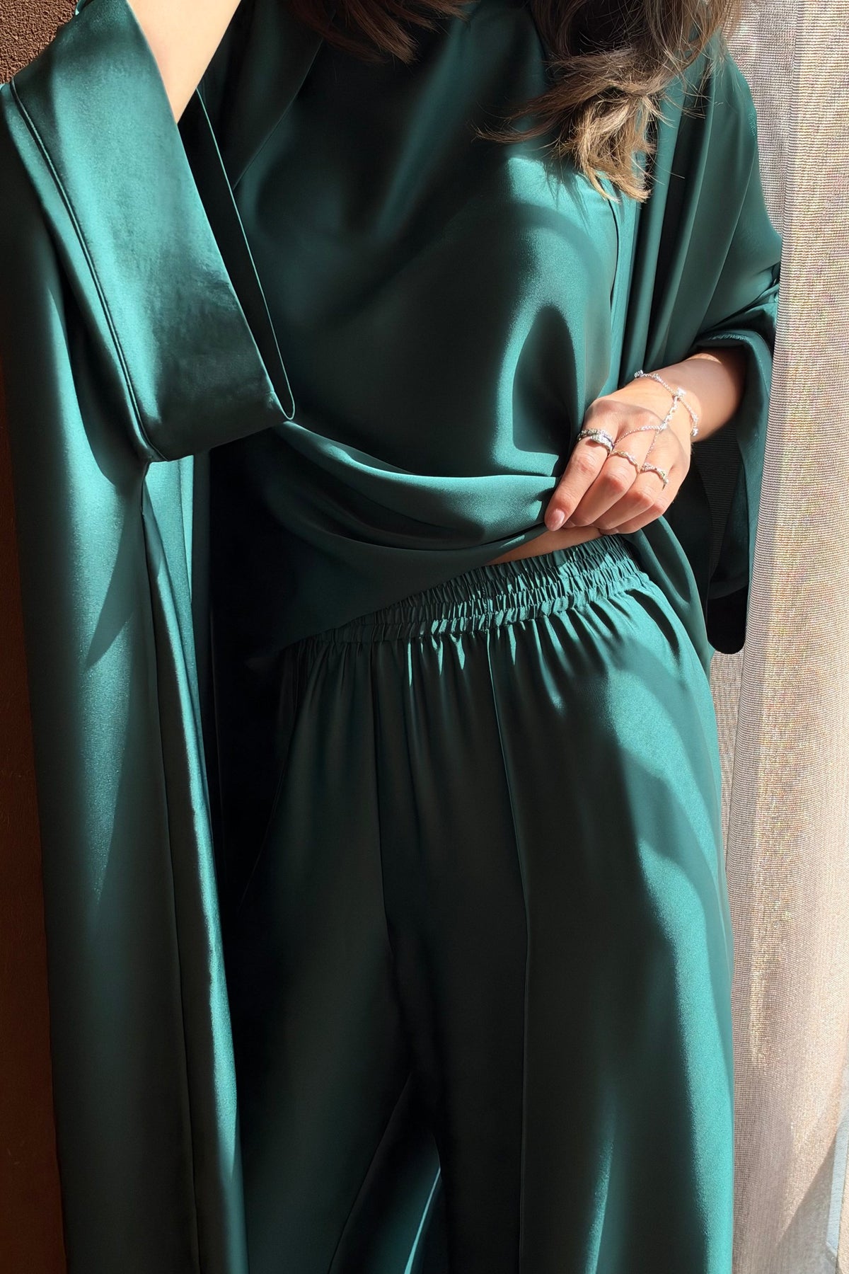 Dark Green Dana Wide Set fabric detail