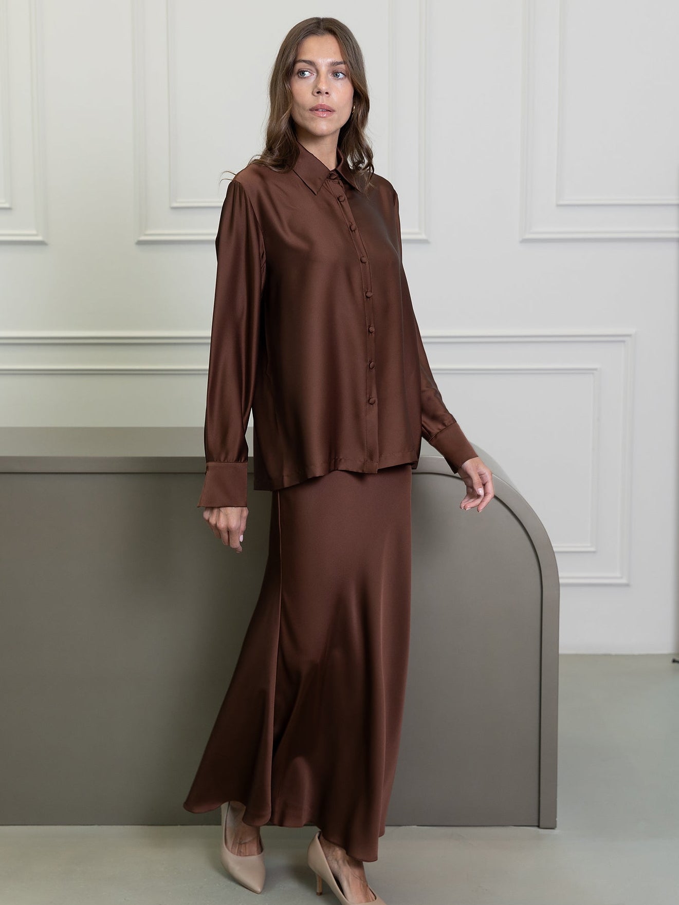 طقم تنورة فيورا برتقالية