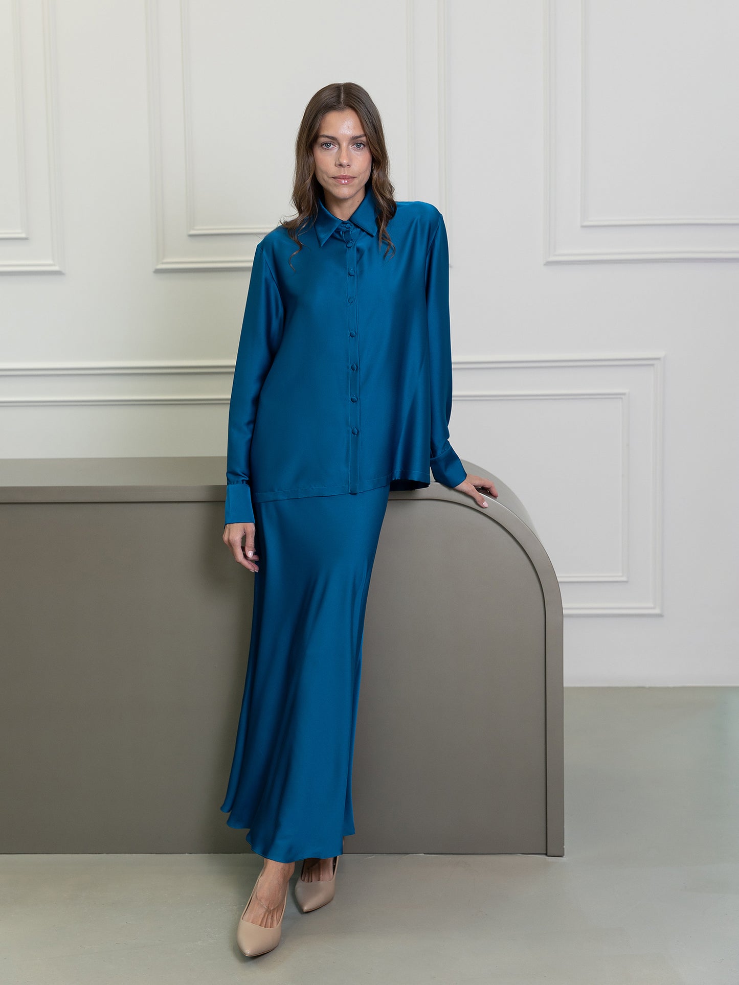 طقم تنورة فيورا برتقالية