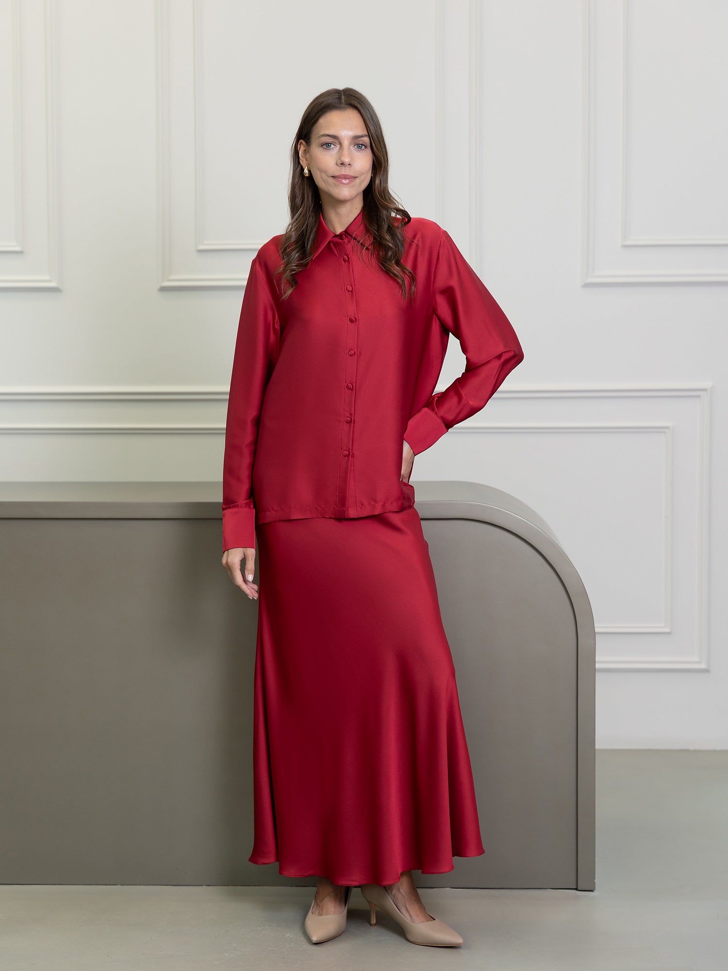 طقم تنورة فيورا برتقالية